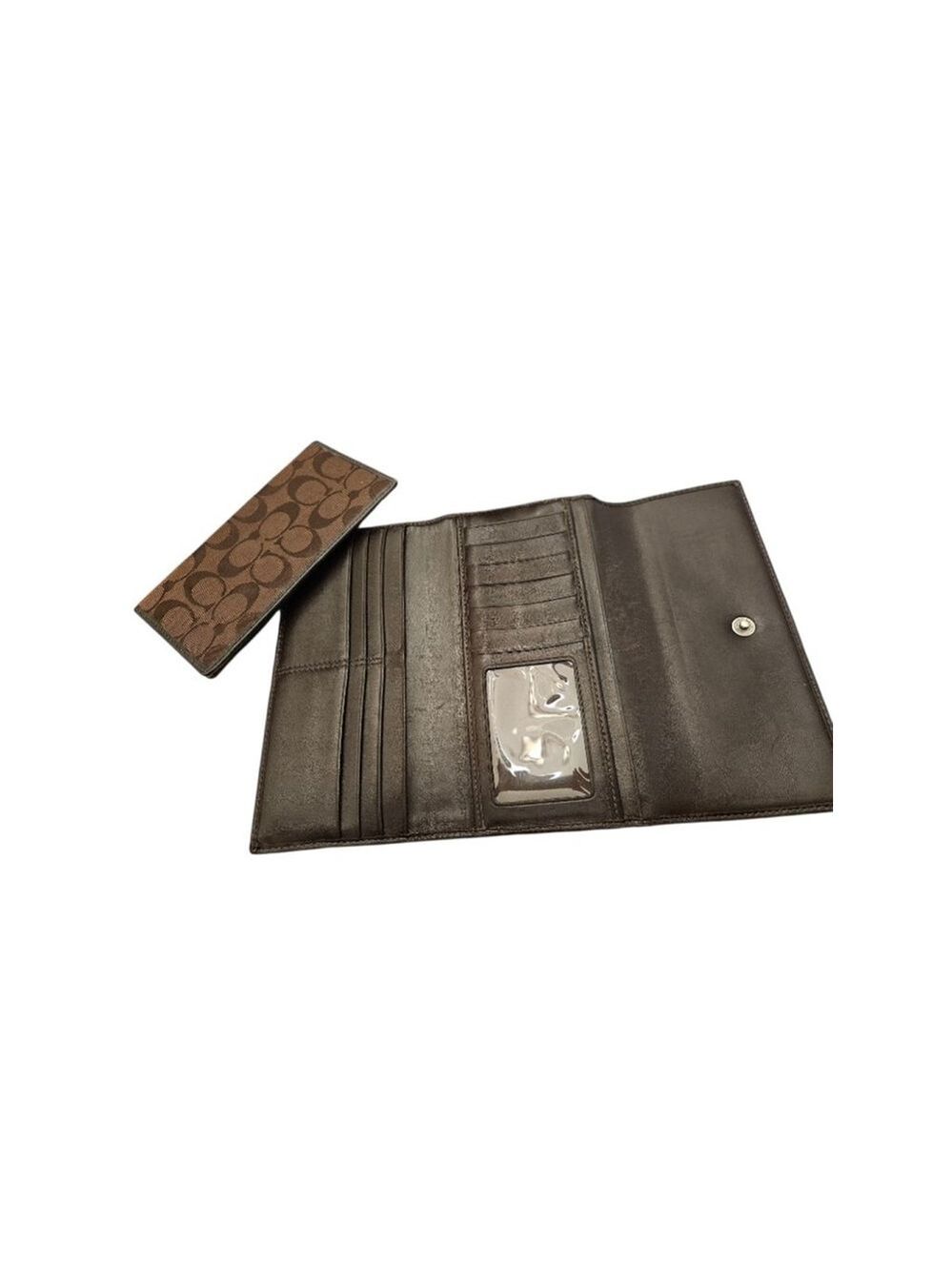Coach Brown Signature Canvas Wallet One Size - Picture 7 of 14